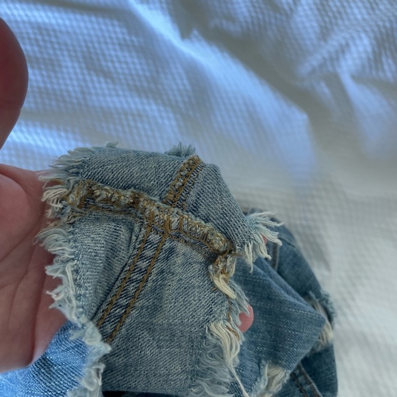 BDG Blue High Rise Distressed Jean Shorts with Studded Details - Picture 10 of 10